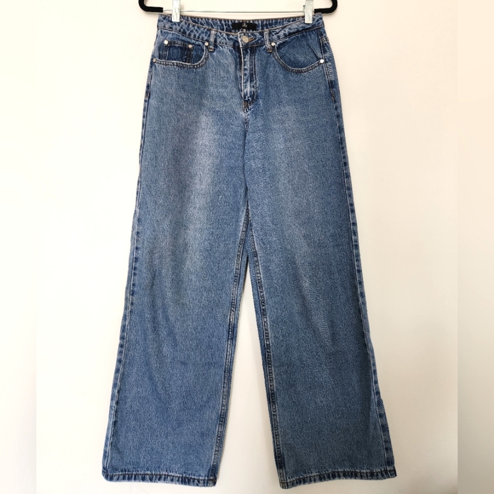 Missguided Blue Wide Leg Jeans Size 6